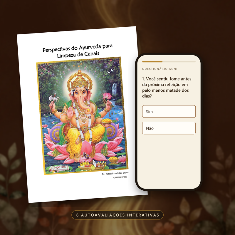O e-book Limpeza de Canais e uma das autoavaliações interativas no celular